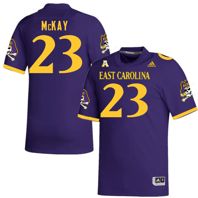 Men #23 Joseph McKay ECU Pirates 2023 College Football Jerseys Stitched-Purple - Click Image to Close